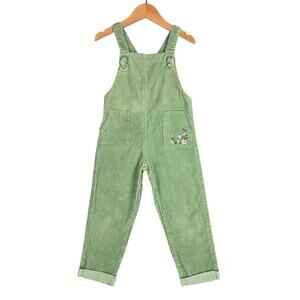 CARTER’S TODDLER GIRLS’ CORDUROY OVERALLS – SIZE 3T – GREEN – FLORAL EMBROIDERY